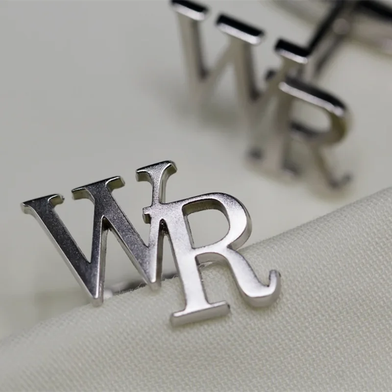 Custom One Pair Two Letters Cufflinks Workplace Jewelry Stainless Steel Double Initials Wristband Women Men Wedding Gifts