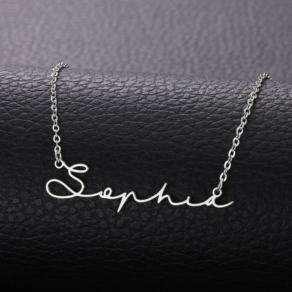 Custom Slim Fonts Name Necklace Women Girl Stainless Steel Jewelry Personalized Thin Nameplate Choker Necklace Friends Gifts